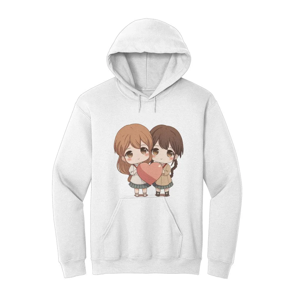 A perfect gift for her and her - Cute Girl Loves Cute Girl Heart Unisex Hooded Sweatshirt