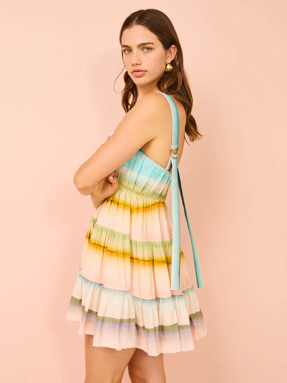 Acler Lomond Mini Dress in Watercolour Stripe