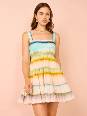 Acler Lomond Mini Dress in Watercolour Stripe