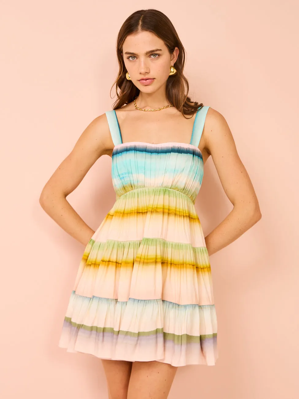 Acler Lomond Mini Dress in Watercolour Stripe