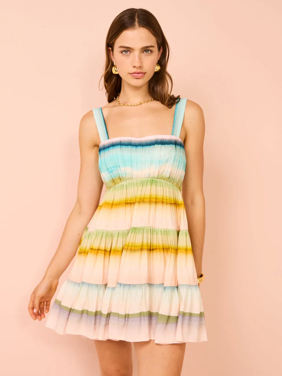 Acler Lomond Mini Dress in Watercolour Stripe