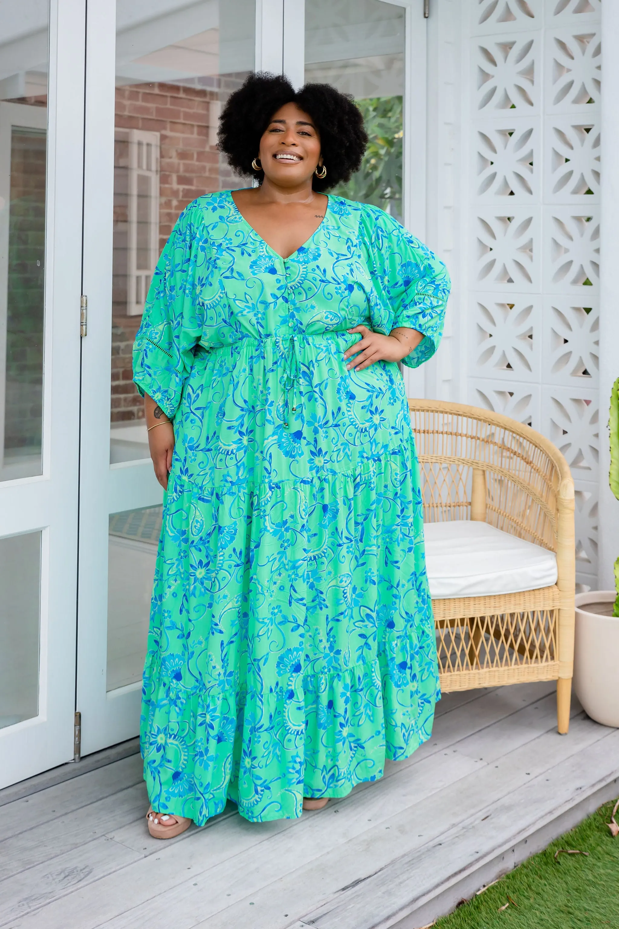 Addison Dress in Evergreen Print