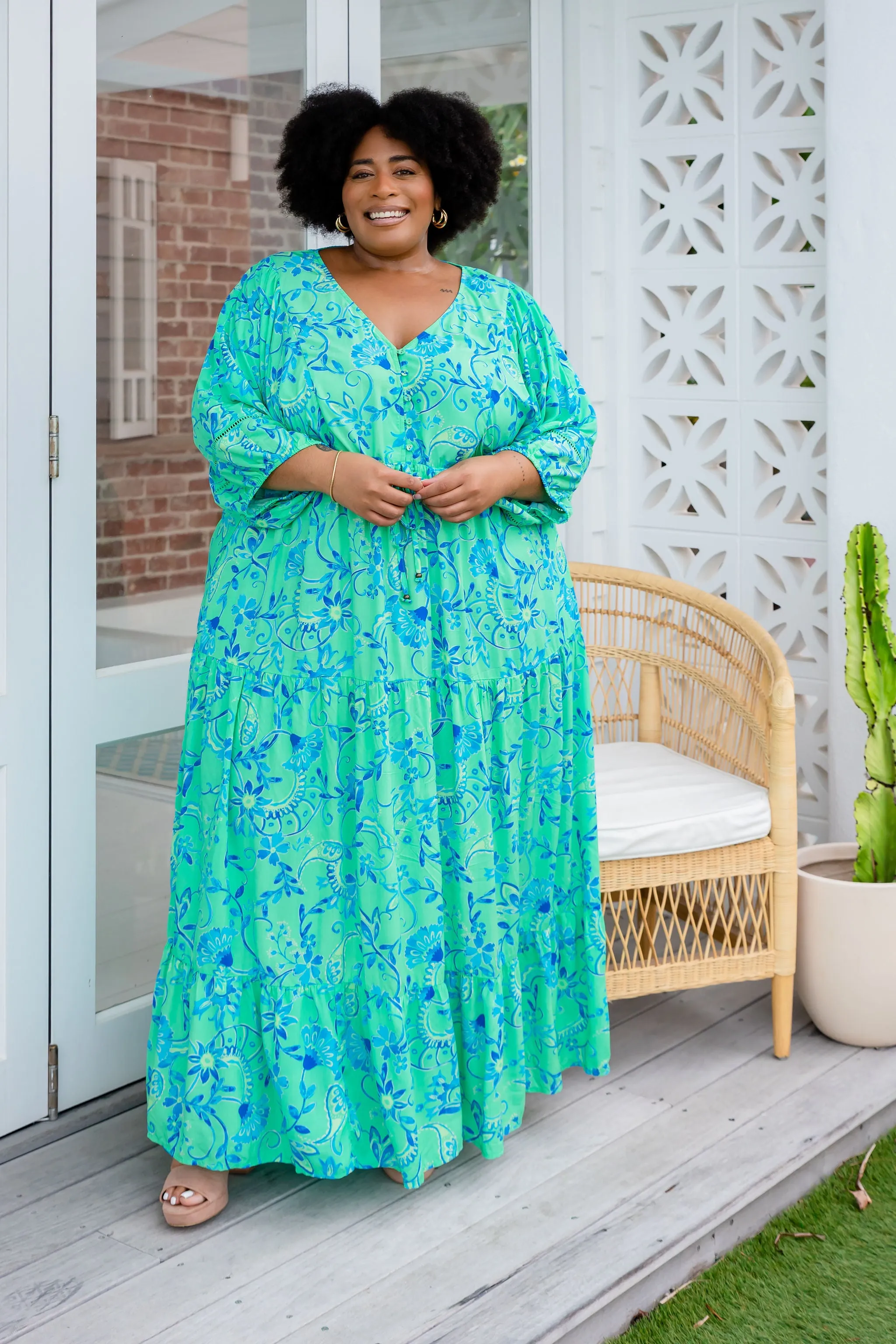 Addison Dress in Evergreen Print