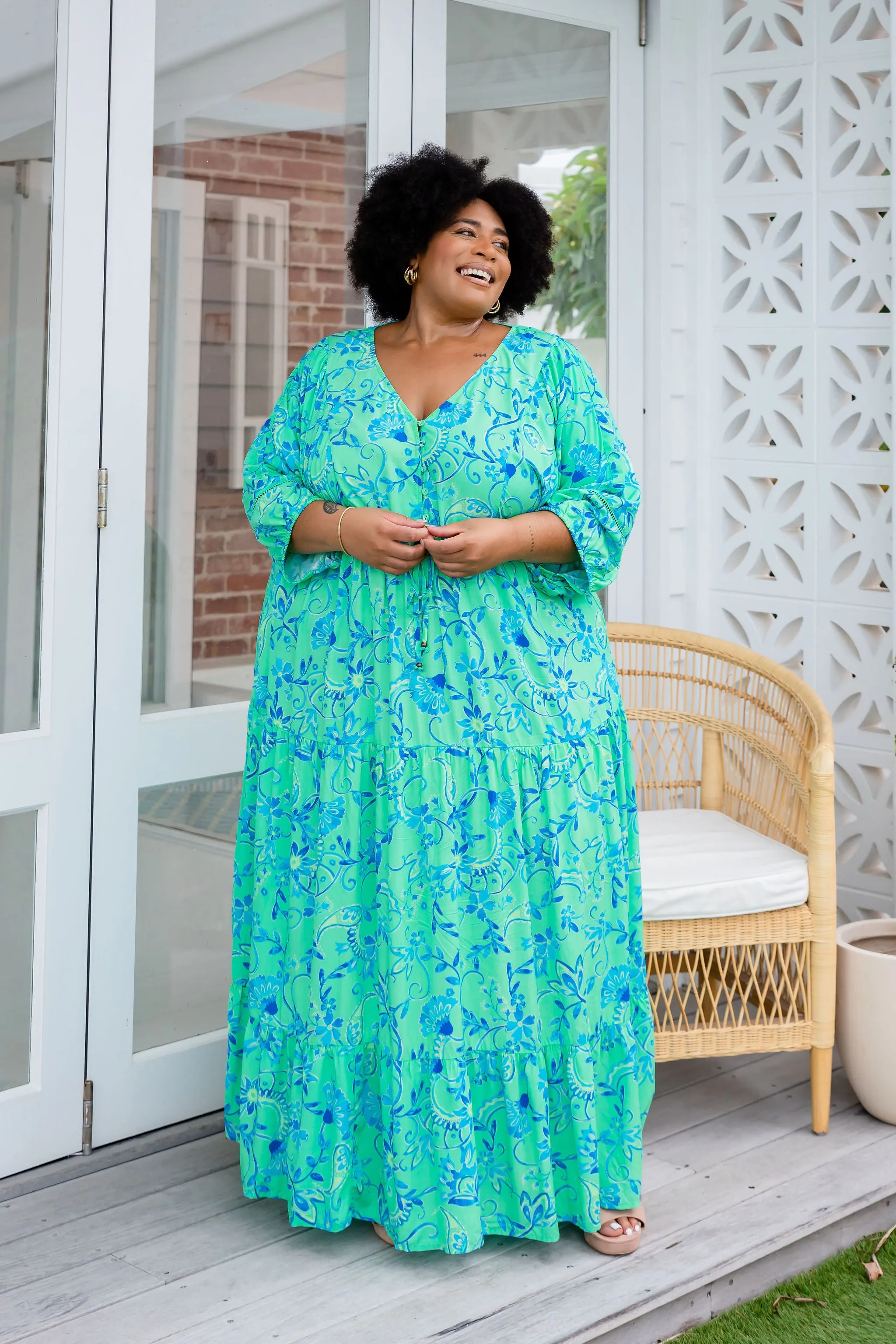 Addison Dress in Evergreen Print