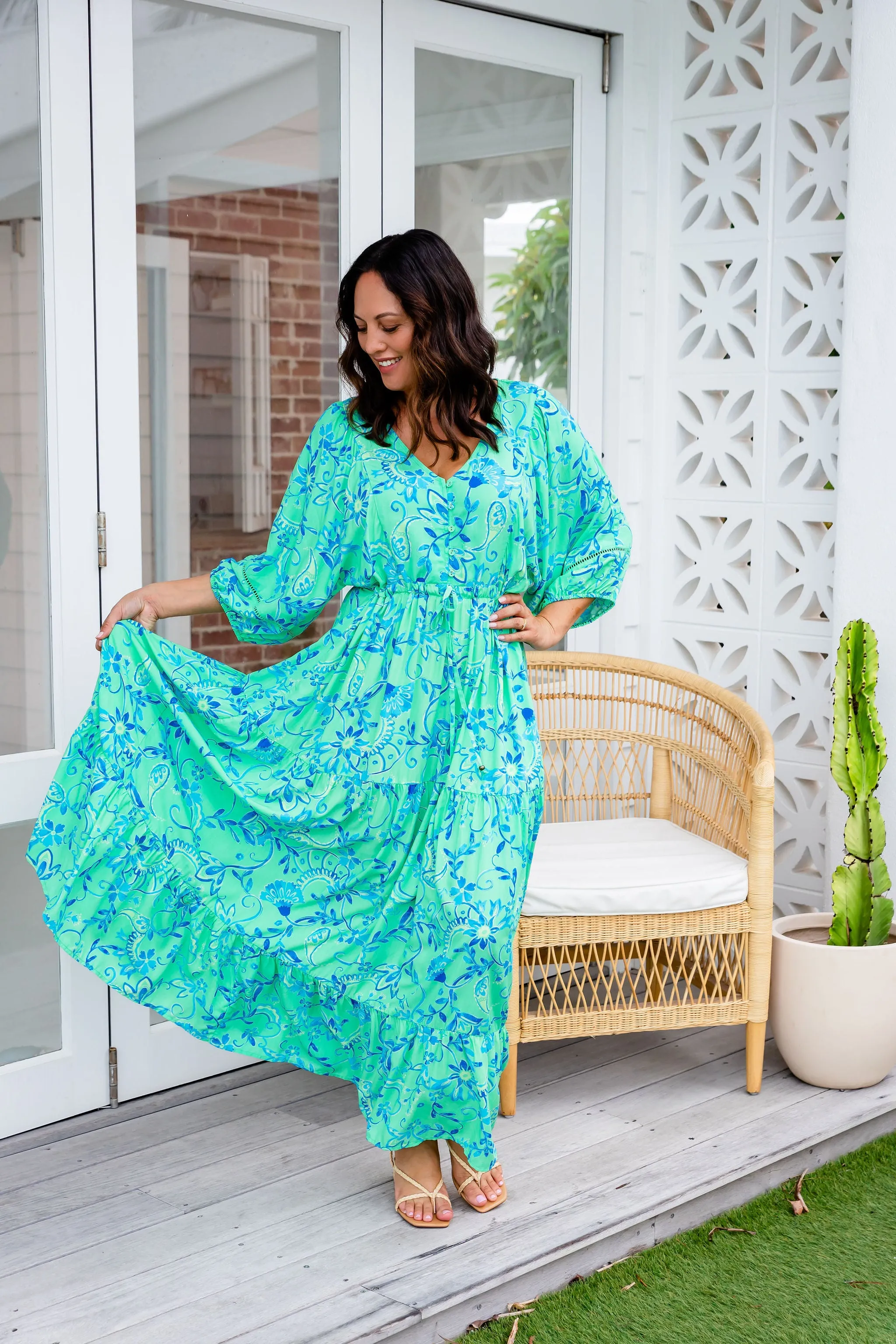 Addison Dress in Evergreen Print