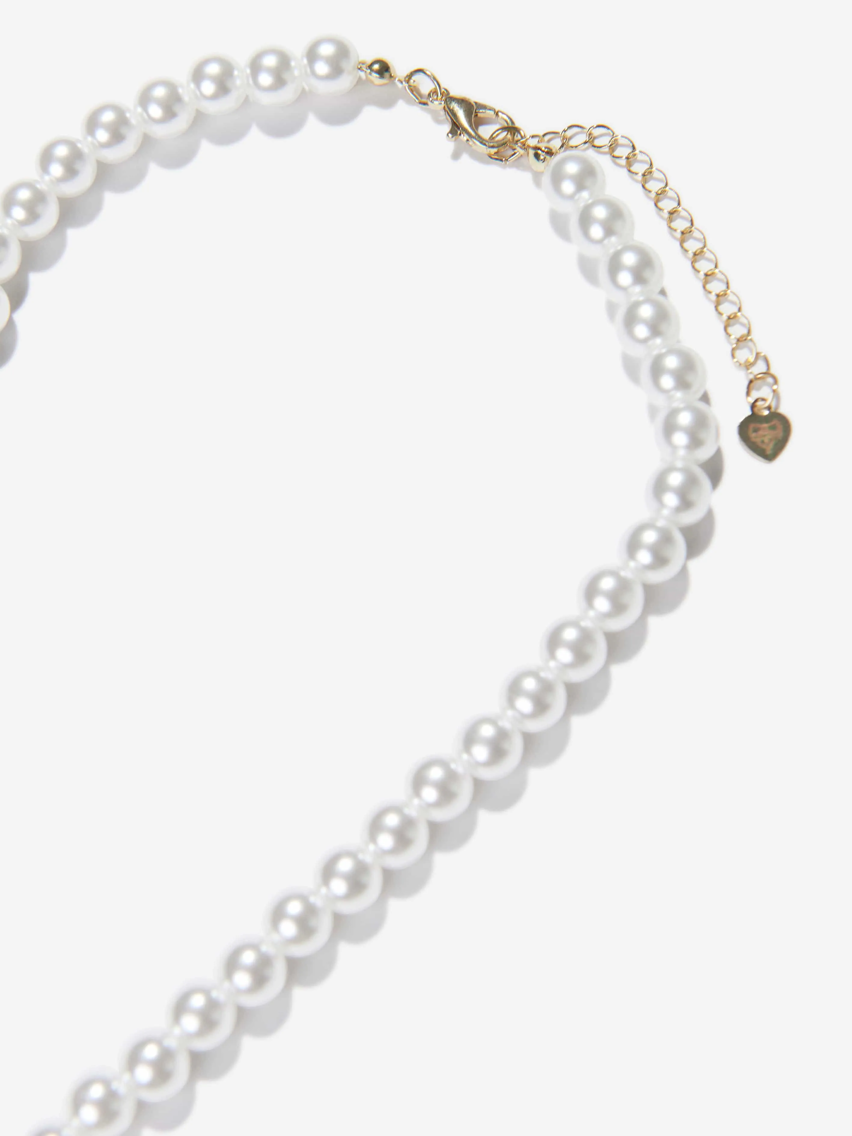 Angels Face Girls Pearl And Charm Neckalce in White