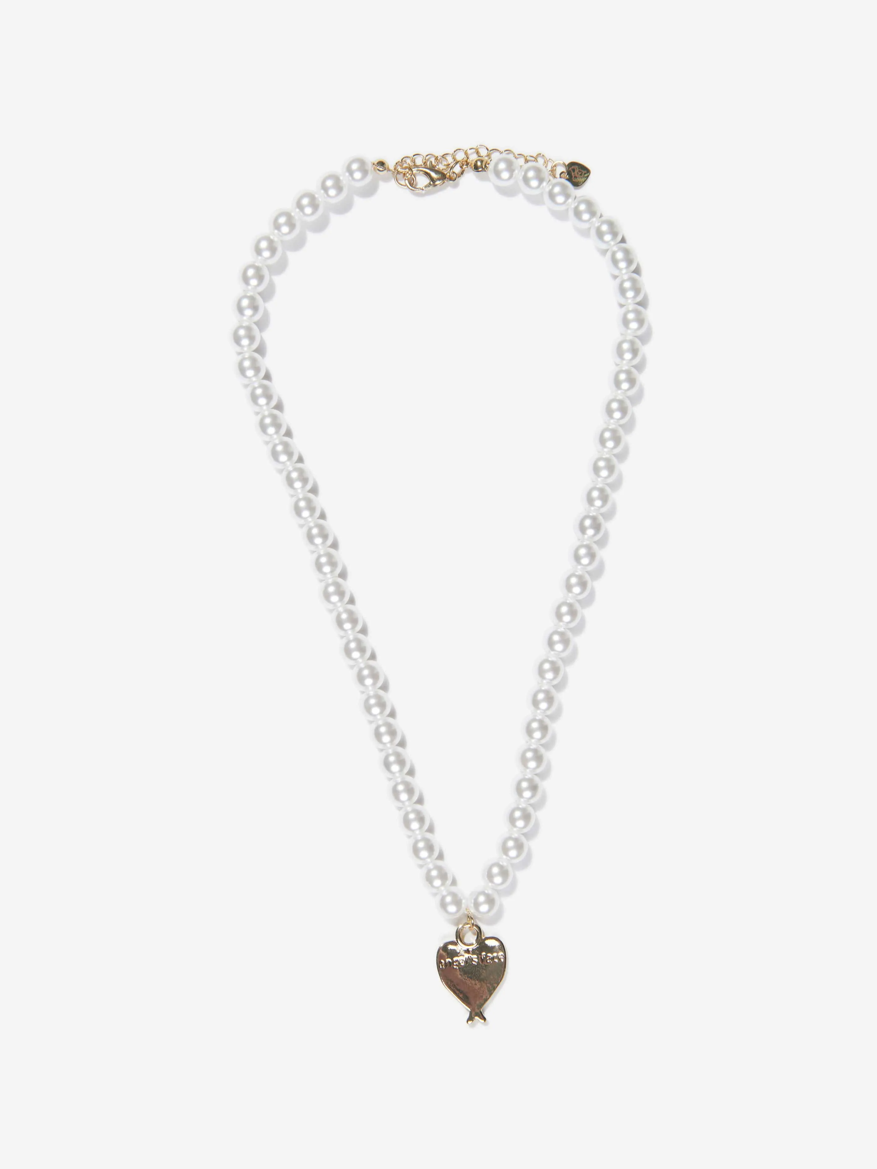 Angels Face Girls Pearl And Charm Neckalce in White