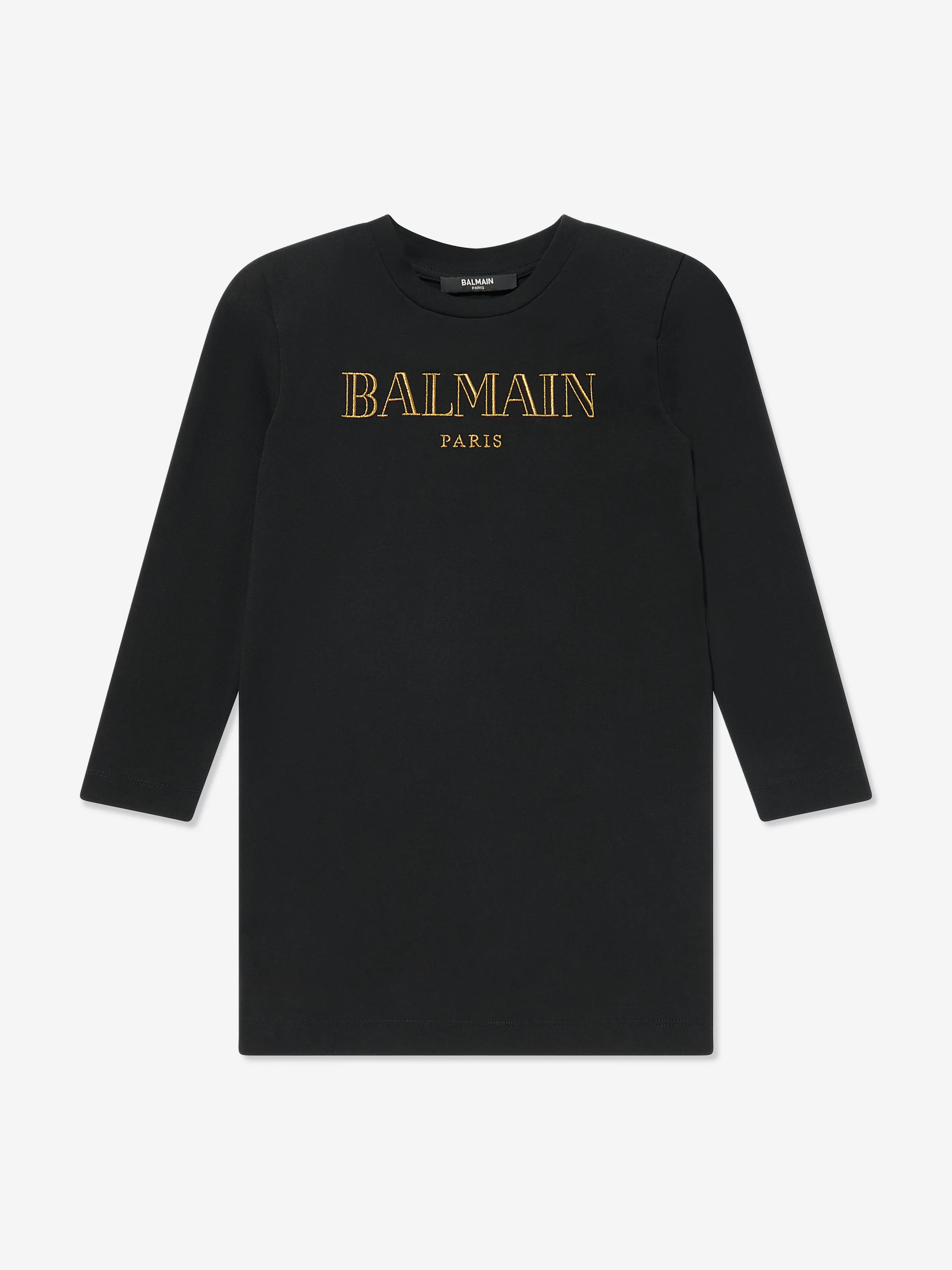 Balmain Girls Logo Dress in Black