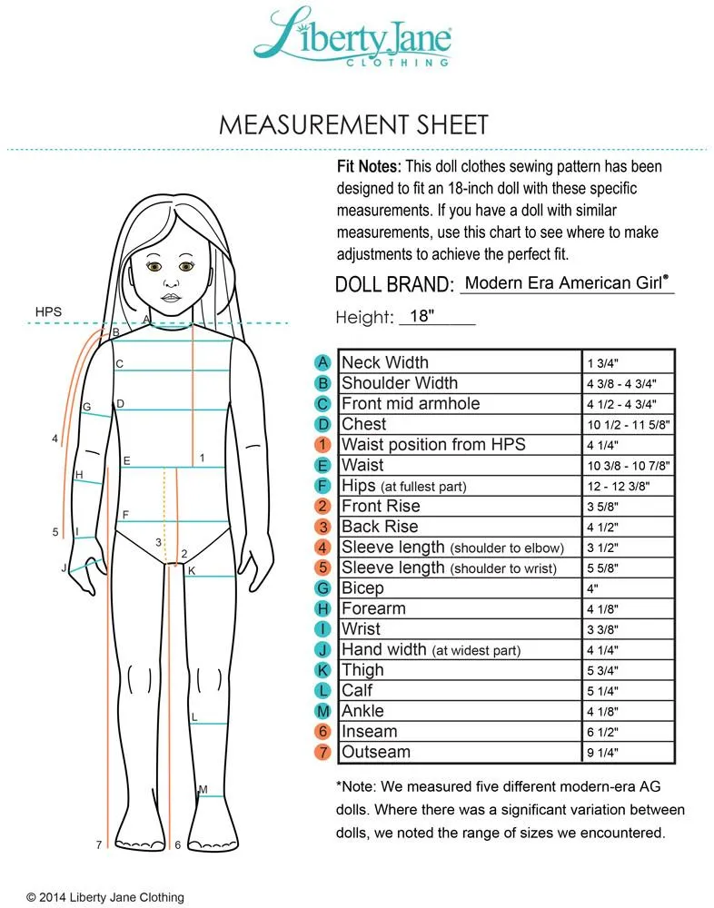 Baseball Tee 18" Doll Clothes Pattern