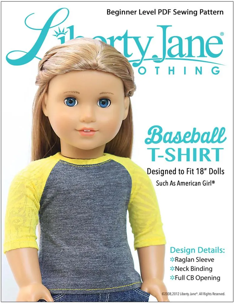 Baseball Tee 18" Doll Clothes Pattern