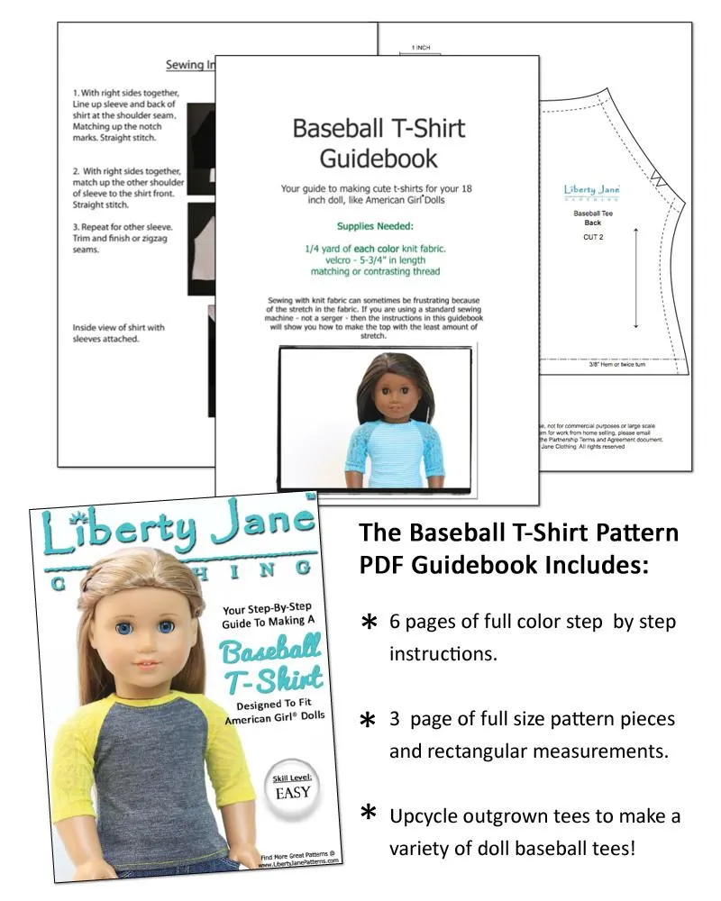 Baseball Tee 18" Doll Clothes Pattern