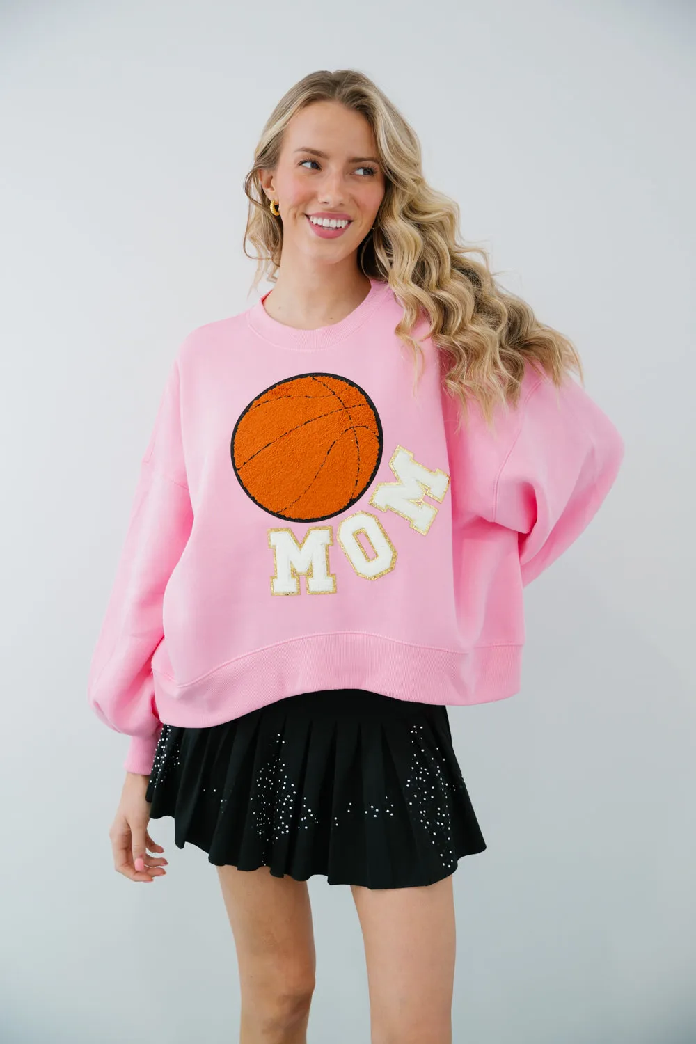 BASKETBALL MOM PINK PULLOVER