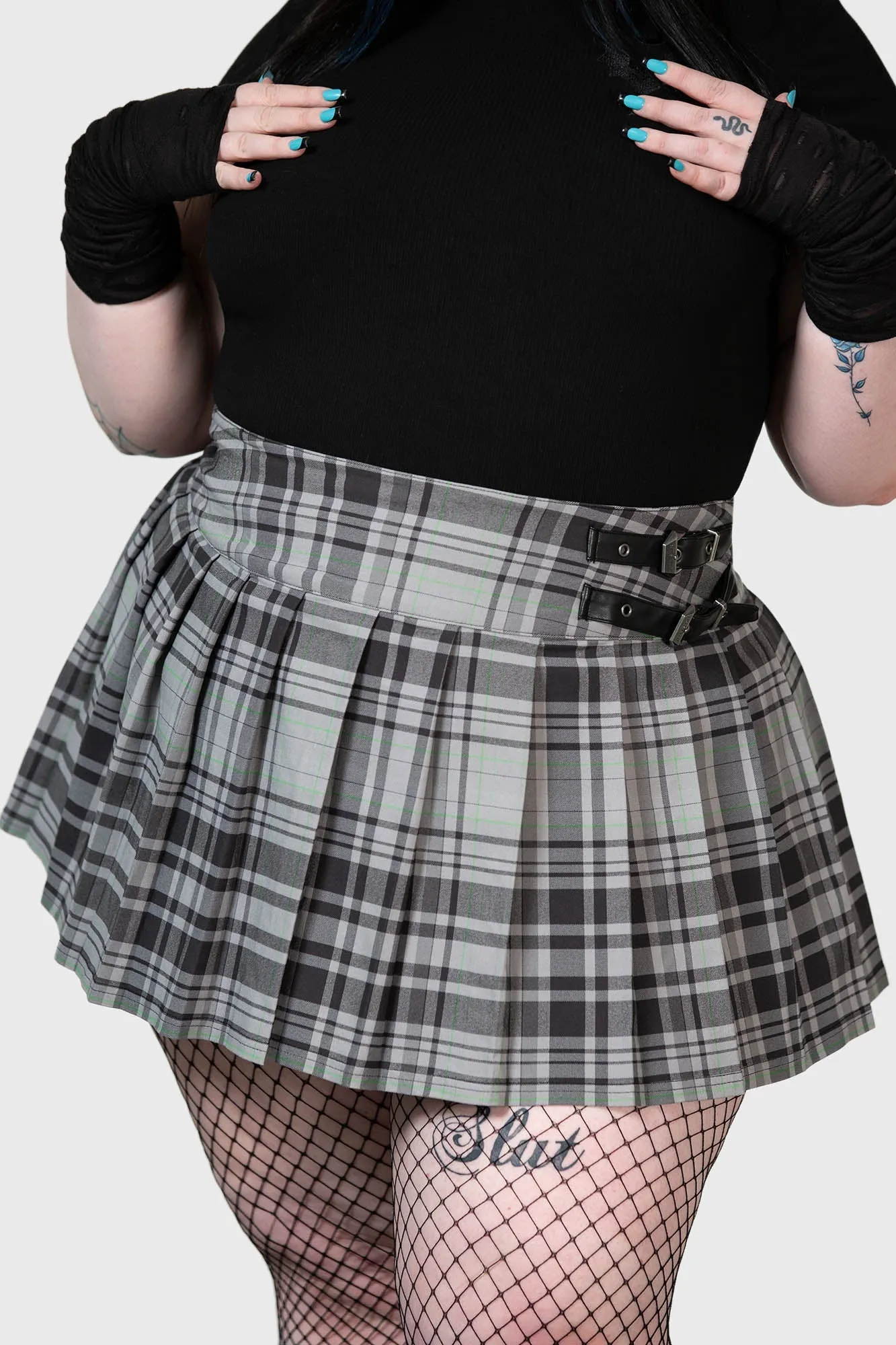 Bat Girl Skirt [GREY TARTAN]