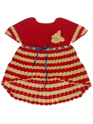 Beautiful Graminarts Crochet Handmade Frock For Baby - Red & Peach