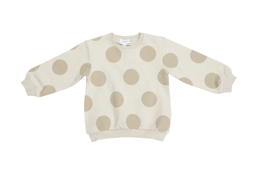 Beige dot Puffy Long Sleeve Oversized Sweatshirt   Legging