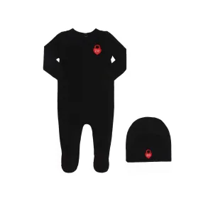 Black Baby Heart Logo Footie