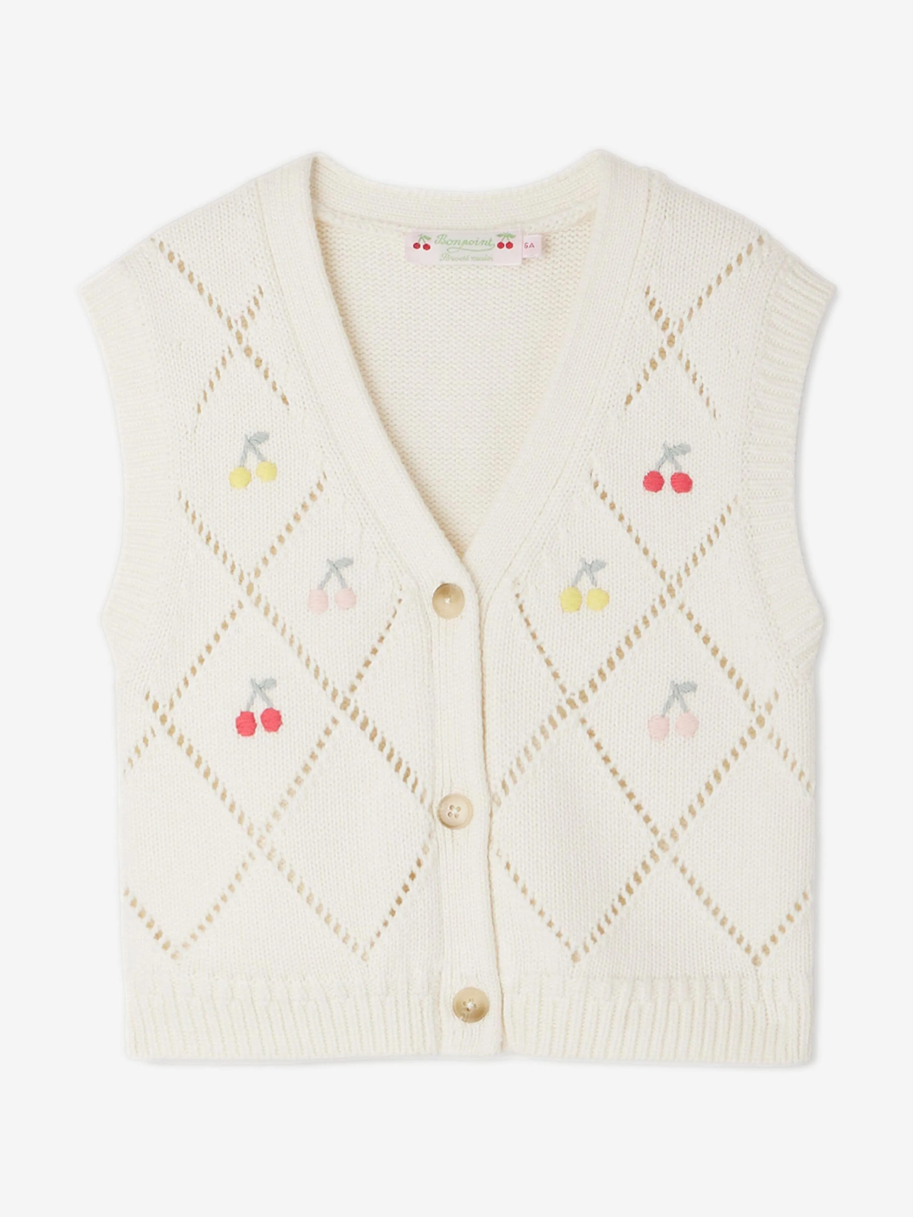 Bonpoint Girls Ticiana Sleeveless Cardigan in White