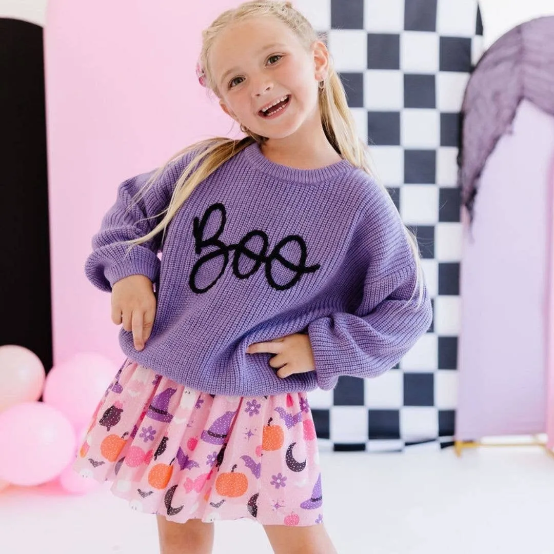 Boo Halloween Yarn Knit Sweater