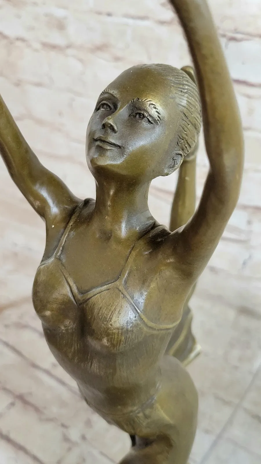 Bronze Ballet Sculpture - Ballerina Girl in Mid Dance Pose -48cm - Marble Base