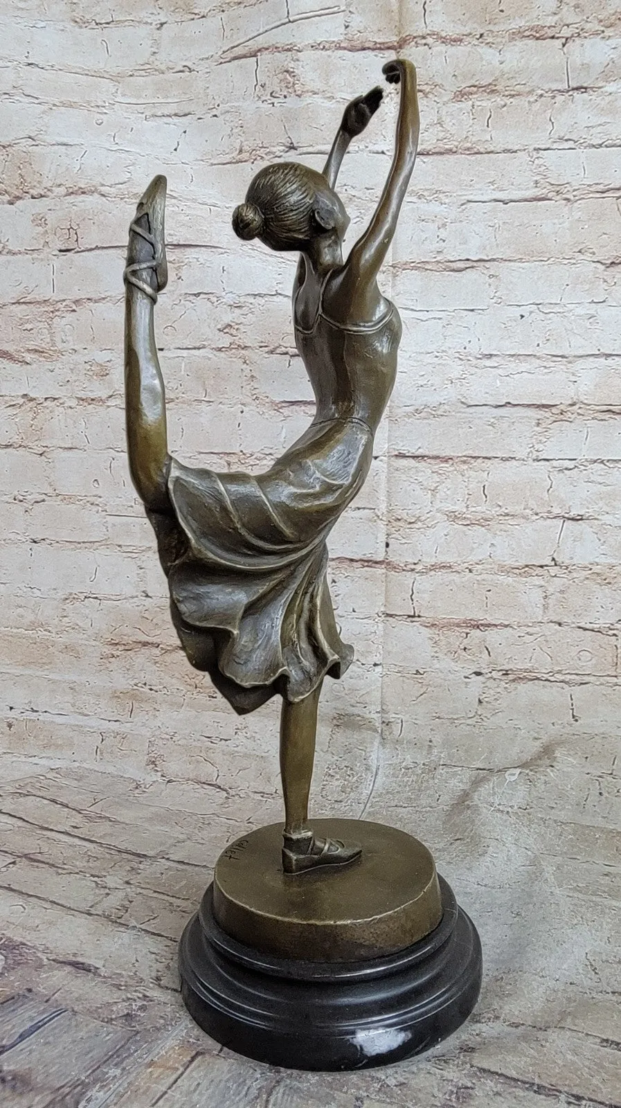 Bronze Ballet Sculpture - Ballerina Girl in Mid Dance Pose -48cm - Marble Base