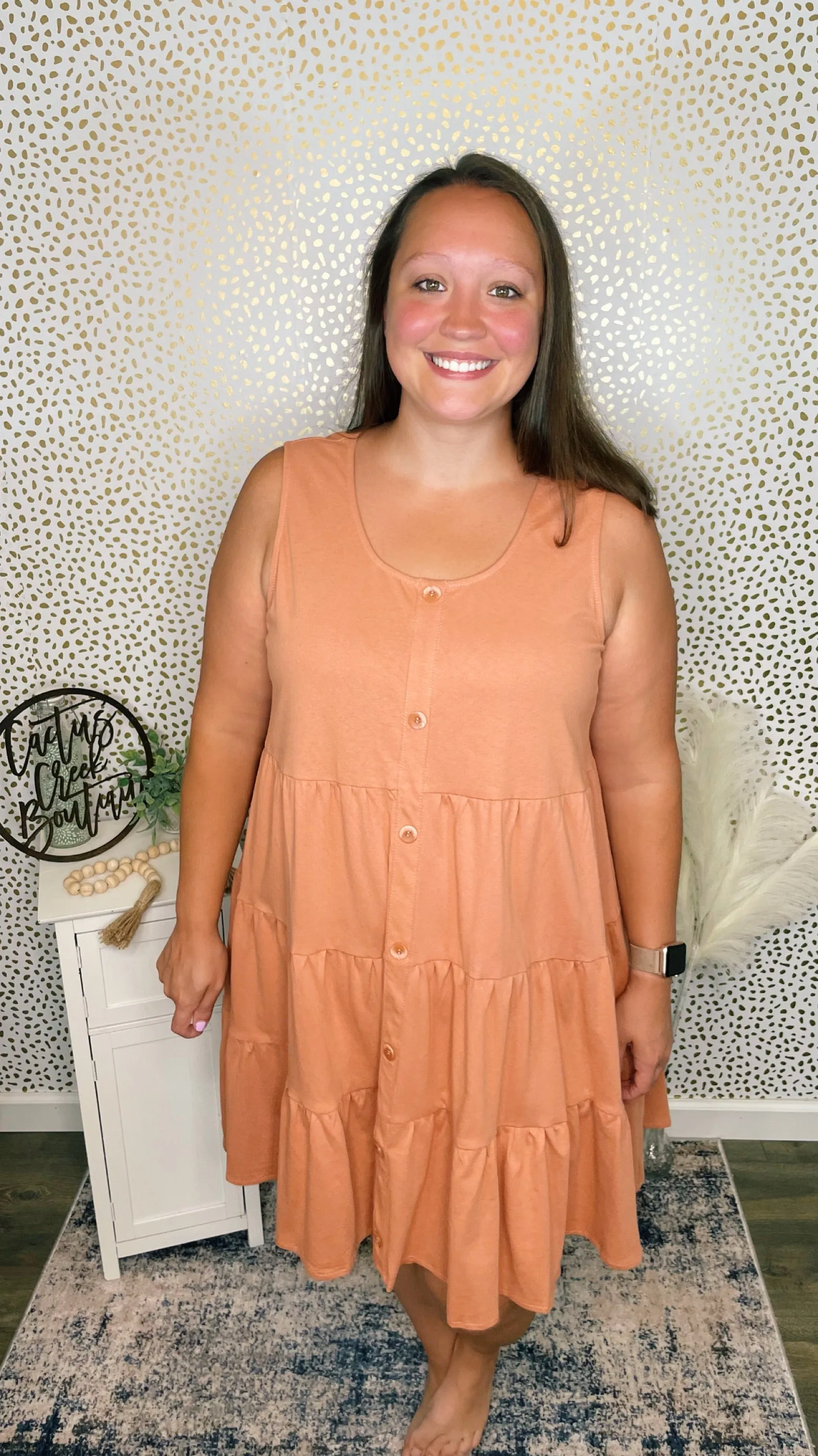 Canyon Clay Tiered Button Dress