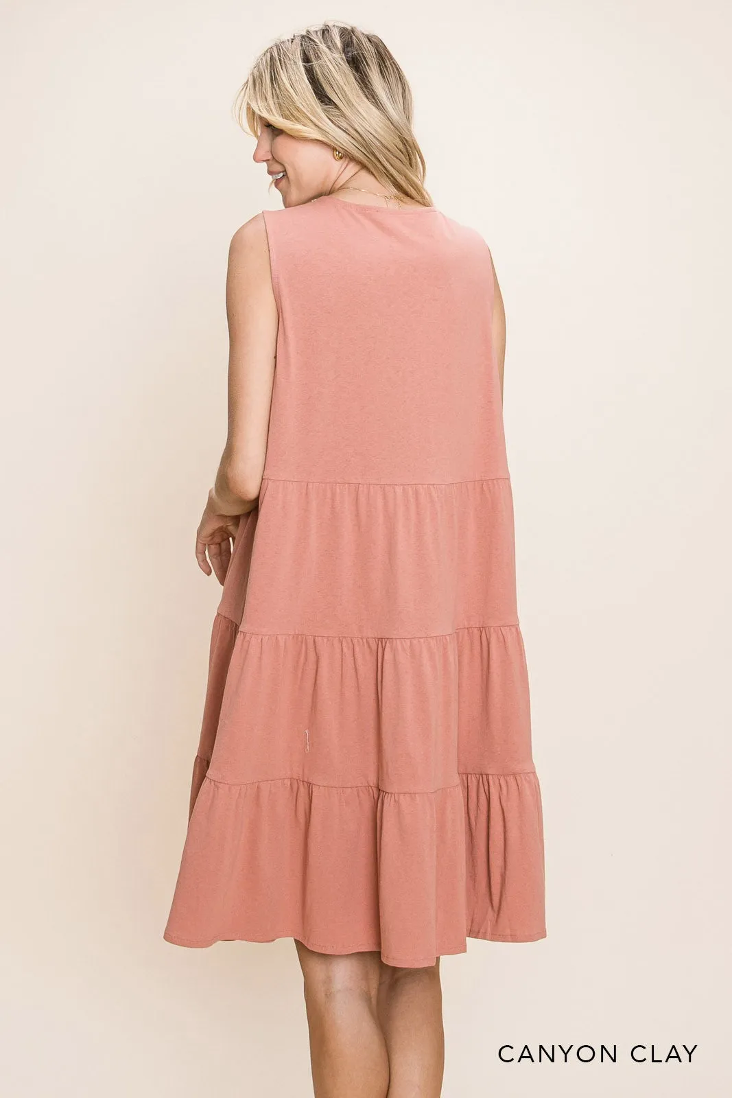 Canyon Clay Tiered Button Dress