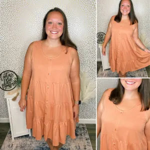 Canyon Clay Tiered Button Dress