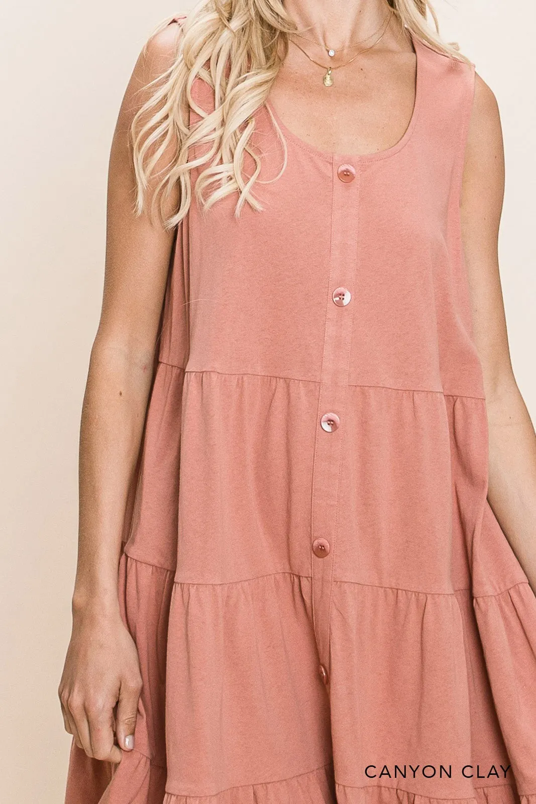 Canyon Clay Tiered Button Dress