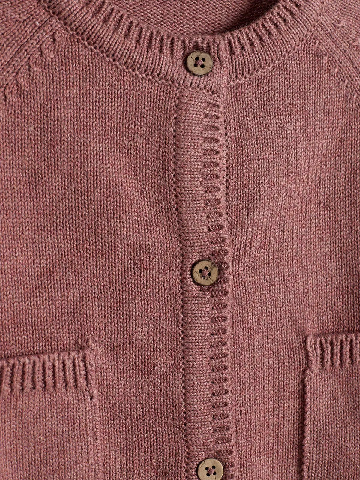 Cotton Knit Cardigan - Little - Rose Melange