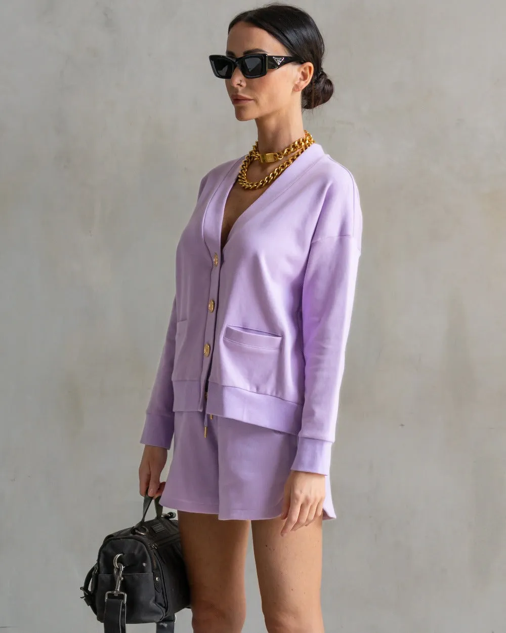 Court Interlock Cardigan Lavender