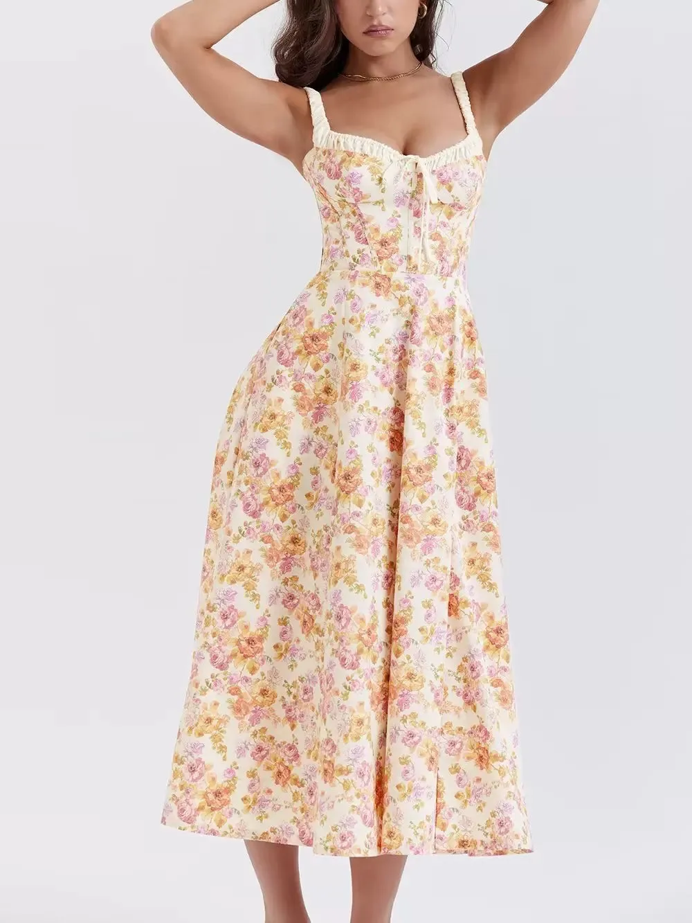 Deisy Floral Midi Dress in Pink