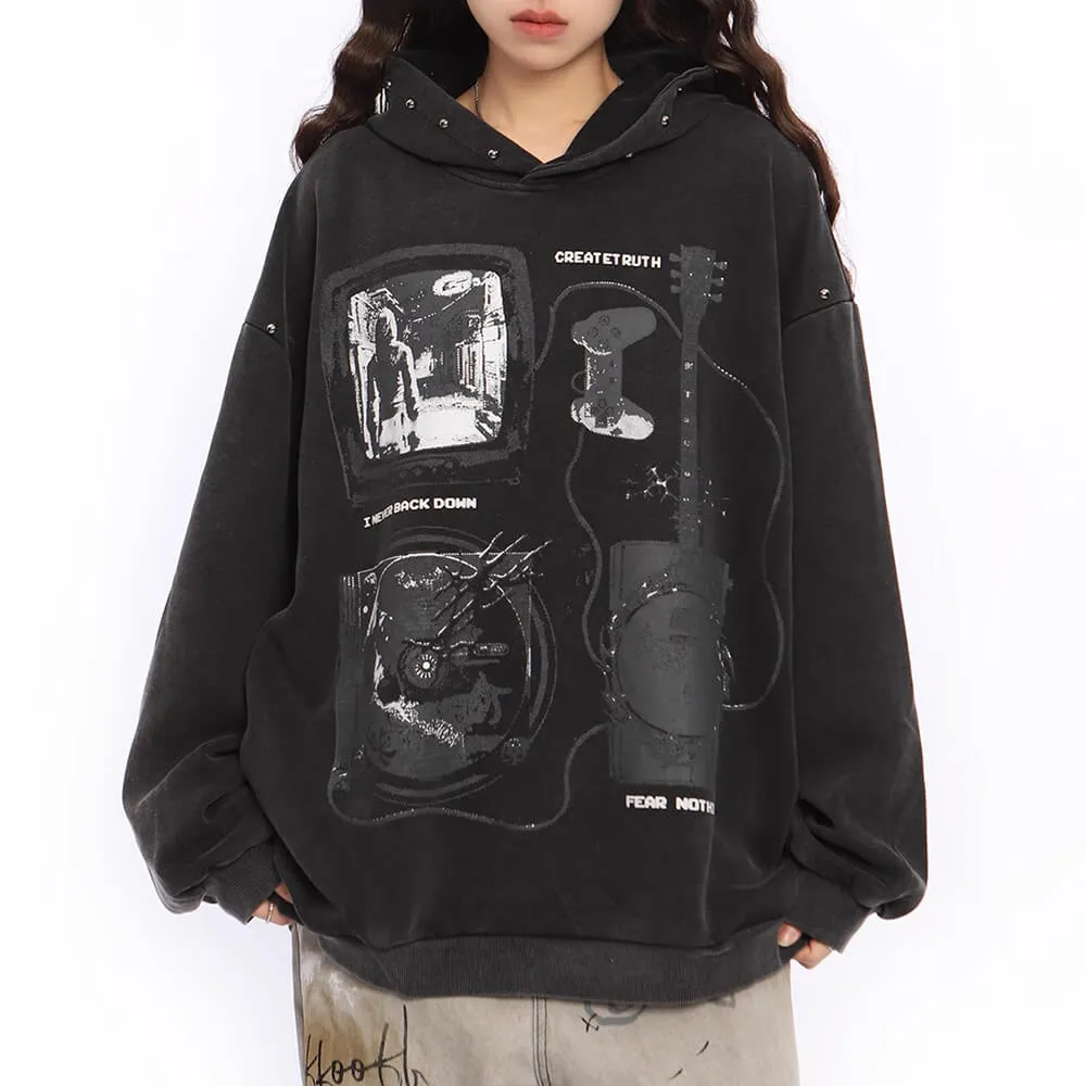 Downtown Girl Aesthetic Oversized Hoodie