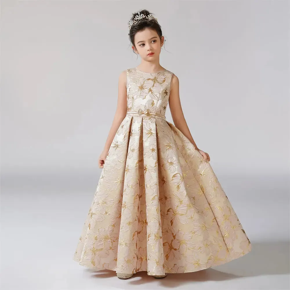 Elegant A-Line Rose Pattern Formal Princess Gown