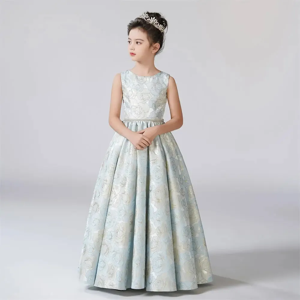 Elegant A-Line Rose Pattern Formal Princess Gown