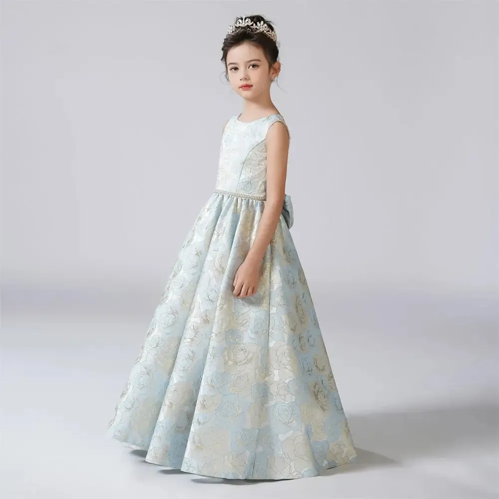 Elegant A-Line Rose Pattern Formal Princess Gown