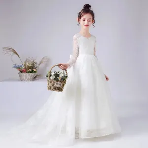 Elegant Long Sleeve Princess Birthday Formal Pageant Gown