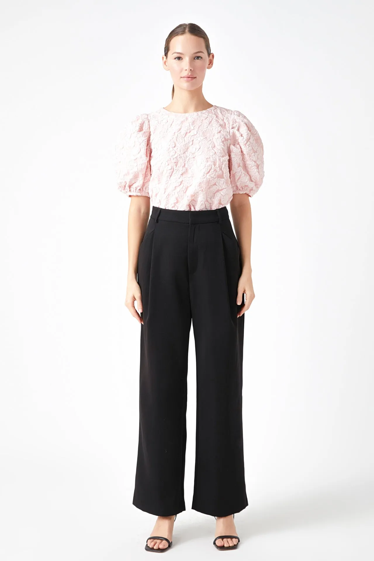 Endless Rose - Jacquard Puff Sleeve Top