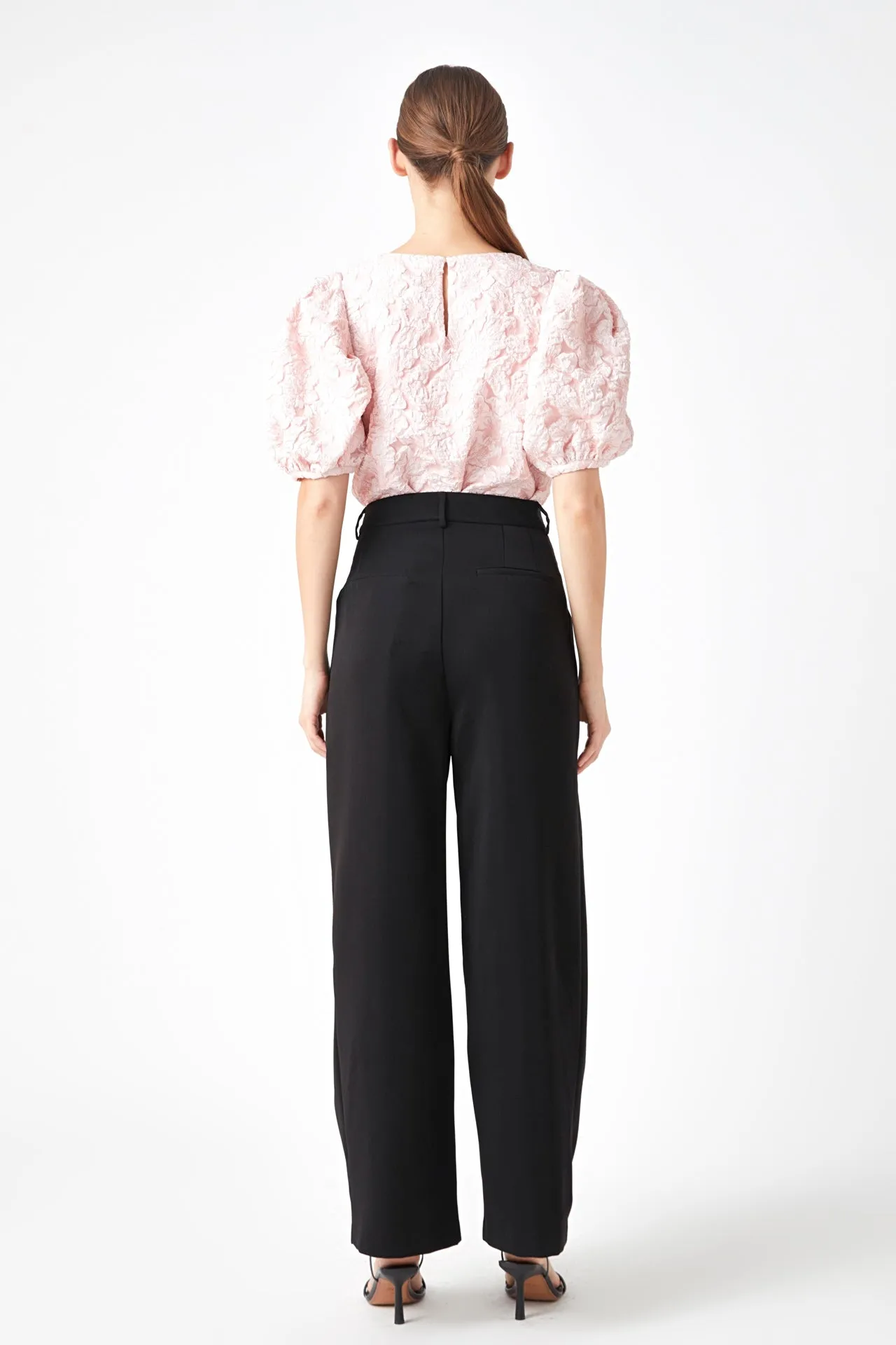 Endless Rose - Jacquard Puff Sleeve Top