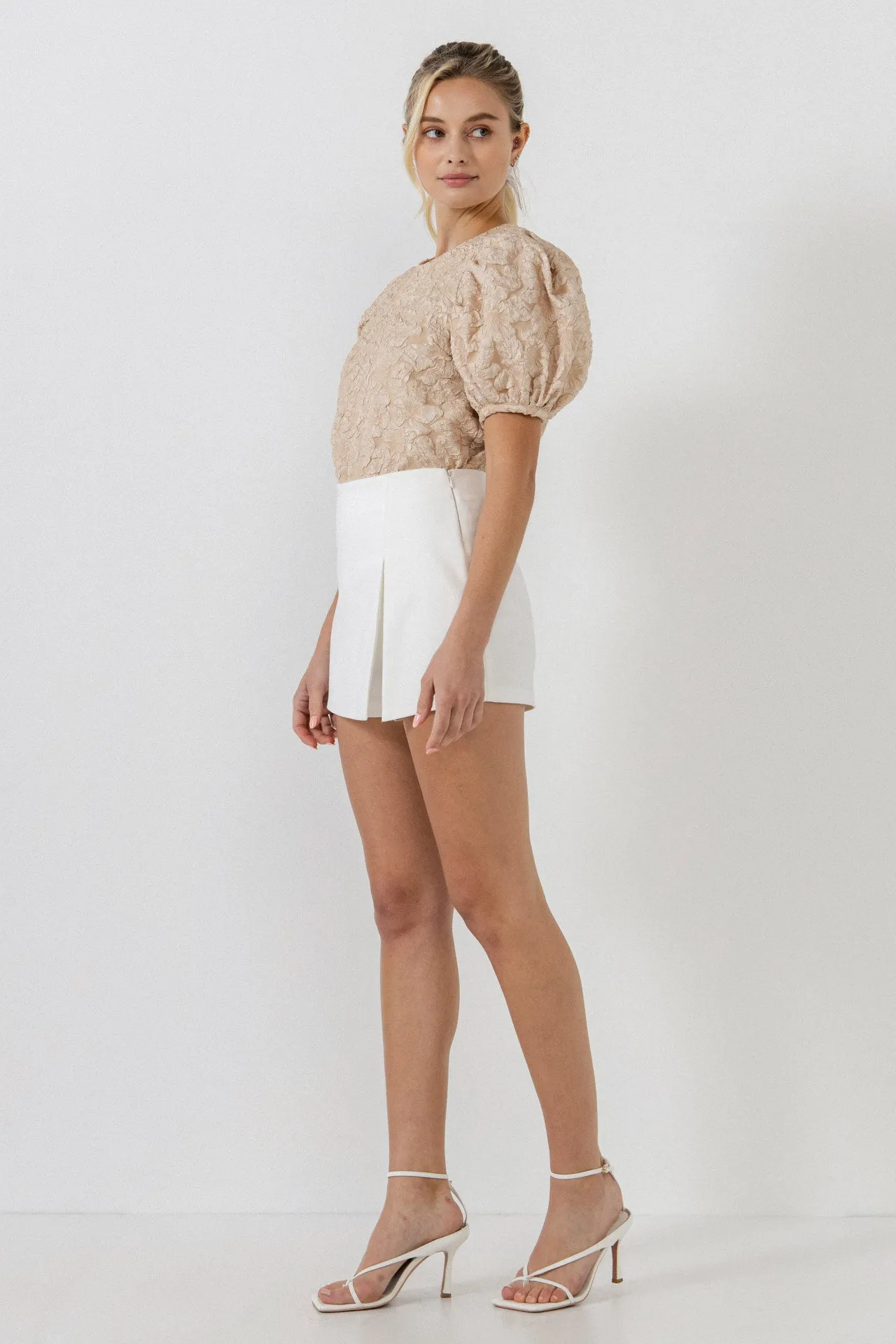 Endless Rose - Jacquard Puff Sleeve Top