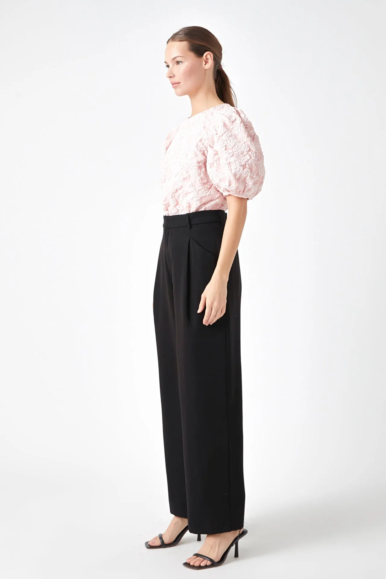 Endless Rose - Jacquard Puff Sleeve Top