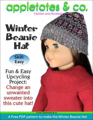 Free Winter Beanie Hat 18 Inch Doll Sewing Pattern