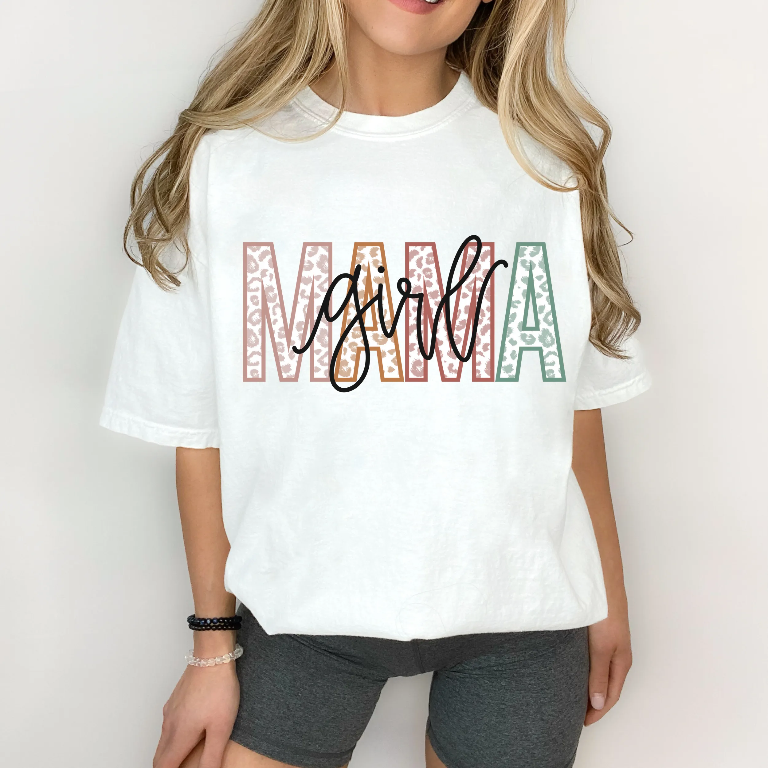 Girl Mama Comfort Colors® T-Shirt, Mother's Day Gift, Gift for Mom, Pastel Flower Letters T-Shirt in Six Spring Colors, Garment Dyed T-Shirt