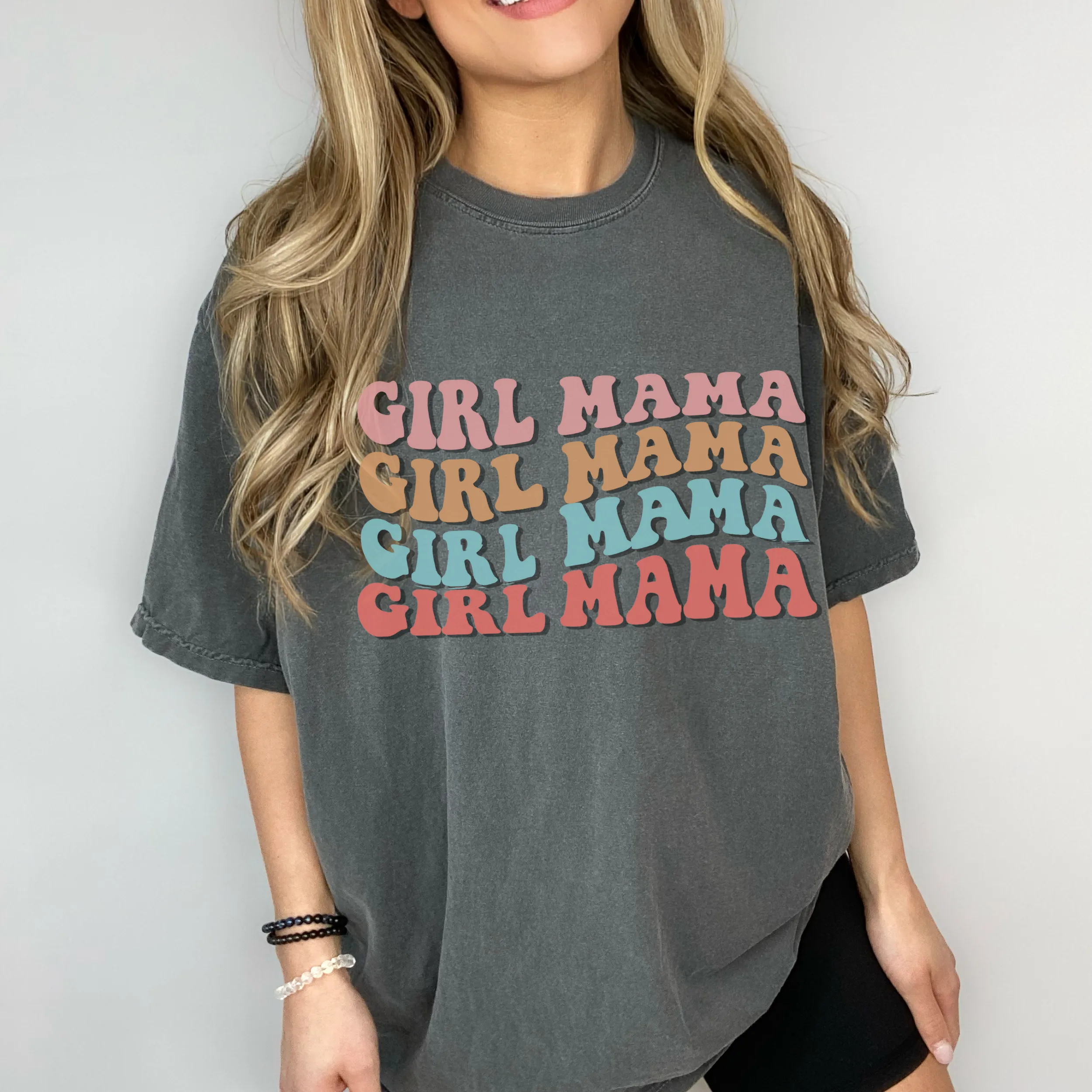 Girl Mama, Unisex Garment-Dyed T-shirt Comfort Colors® Tee in Green, Yam, Mustard, White, Watermelon, Pepper Mother's Day Gift, Gift for Mom