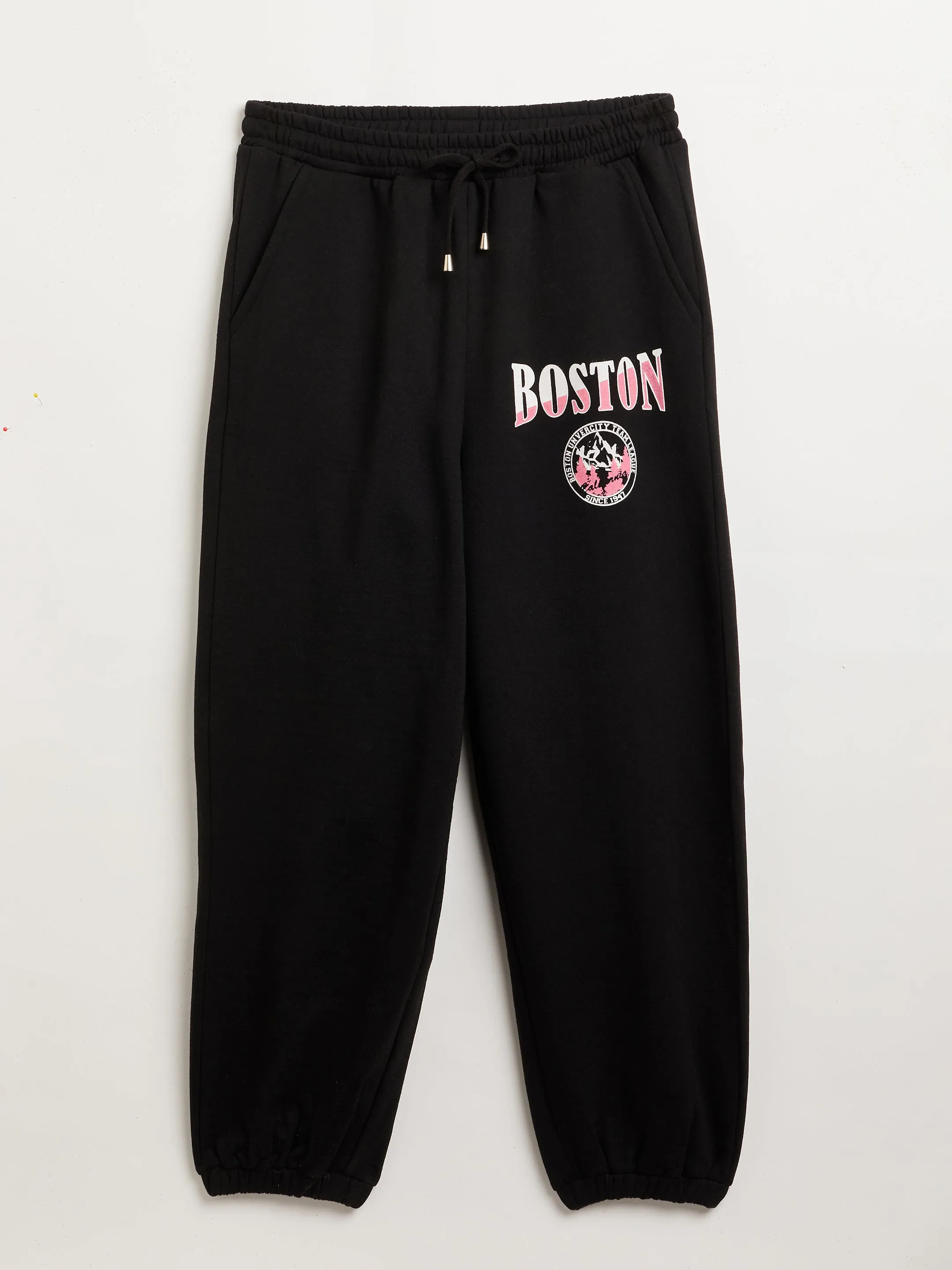 Girls Black BOSTON Oversized Sweatshirt With Joggers