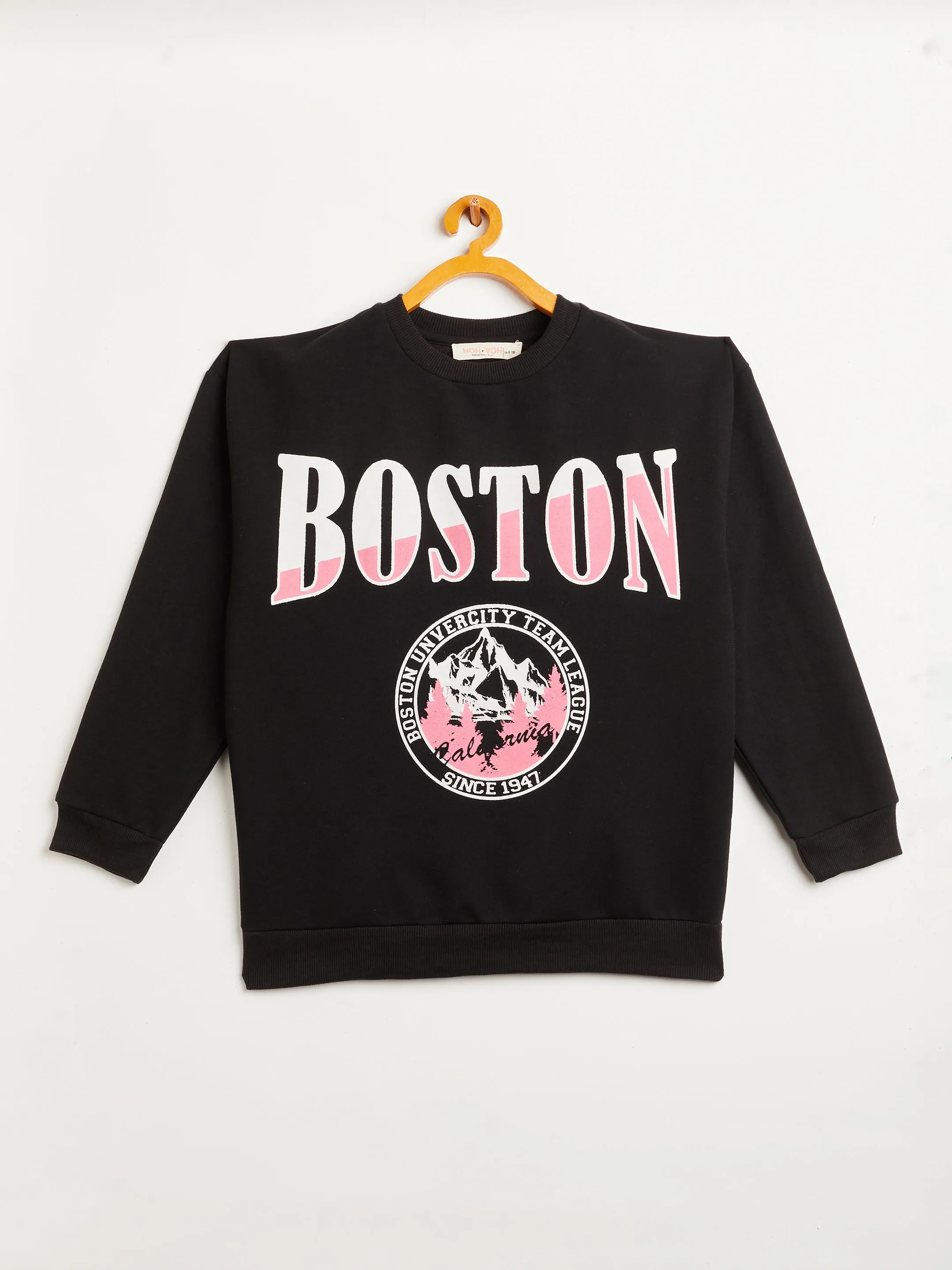 Girls Black BOSTON Oversized Sweatshirt With Joggers