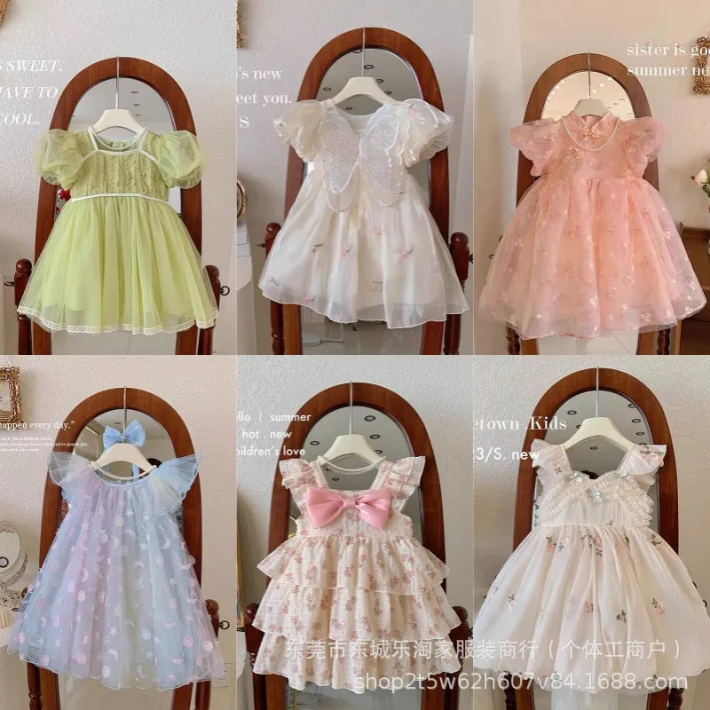 Girls Dress Summer Little Girl Princess Dress Baby Girl Pleated Chiffon Fashion Children Floral Skirt