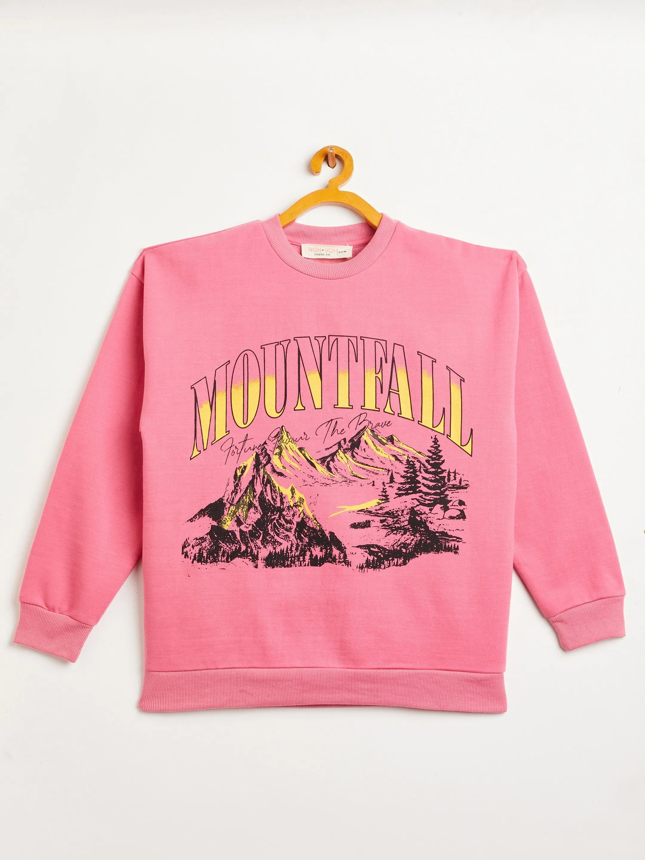 Girls Pink Mountain Oversized Sweatshirt With Joggers