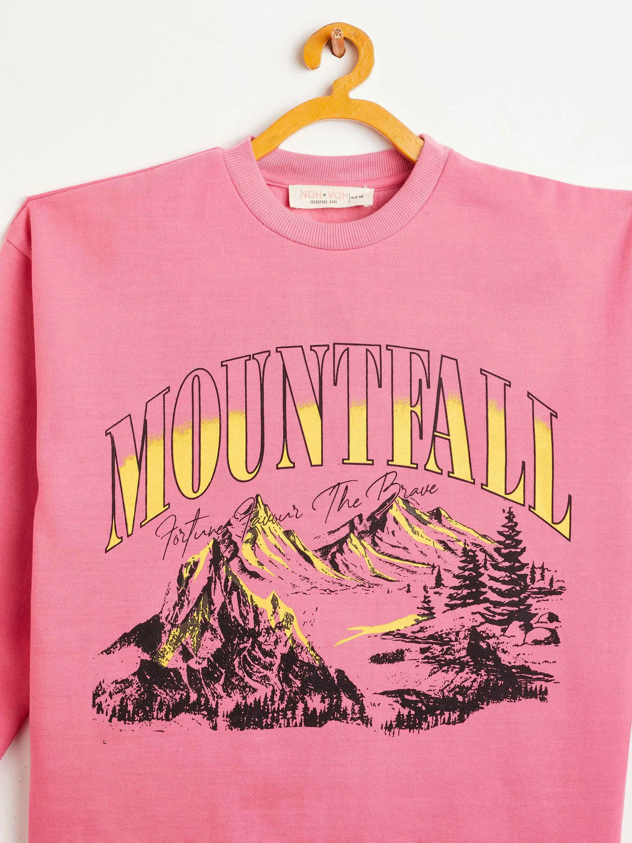 Girls Pink Mountain Oversized Sweatshirt With Joggers