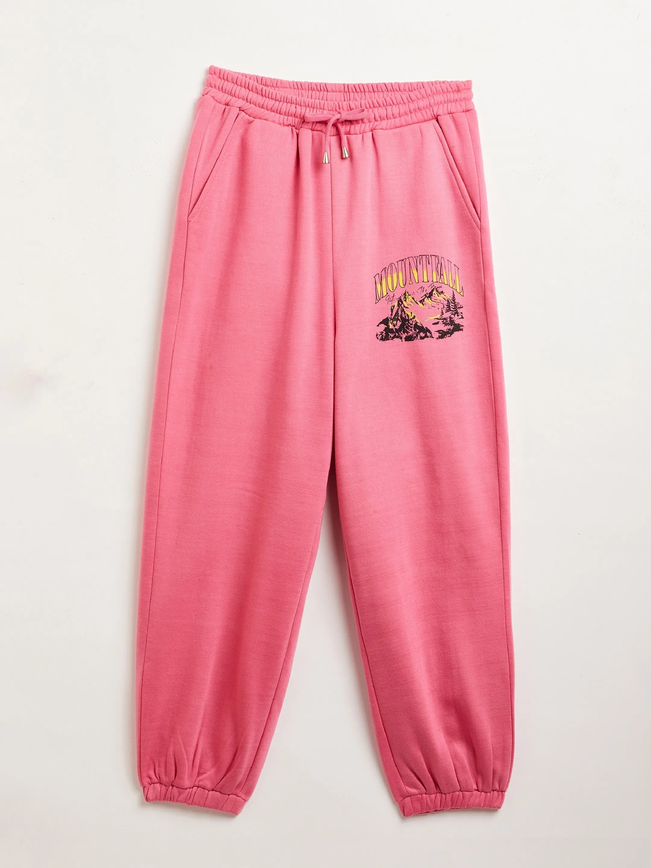 Girls Pink Mountain Oversized Sweatshirt With Joggers