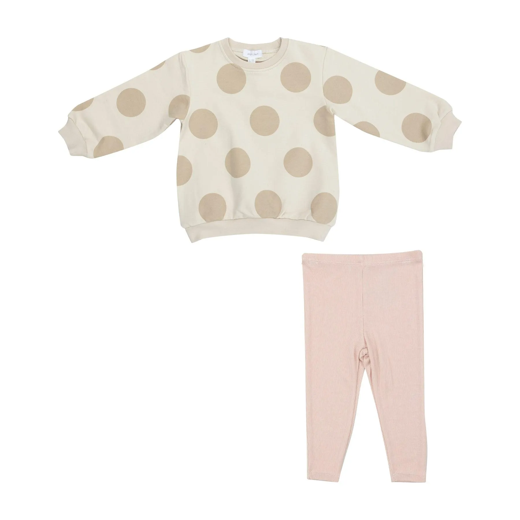 Girls Sets | 2PCS: Beige Dot Puff Sleeve with Leggings| Angel Dear